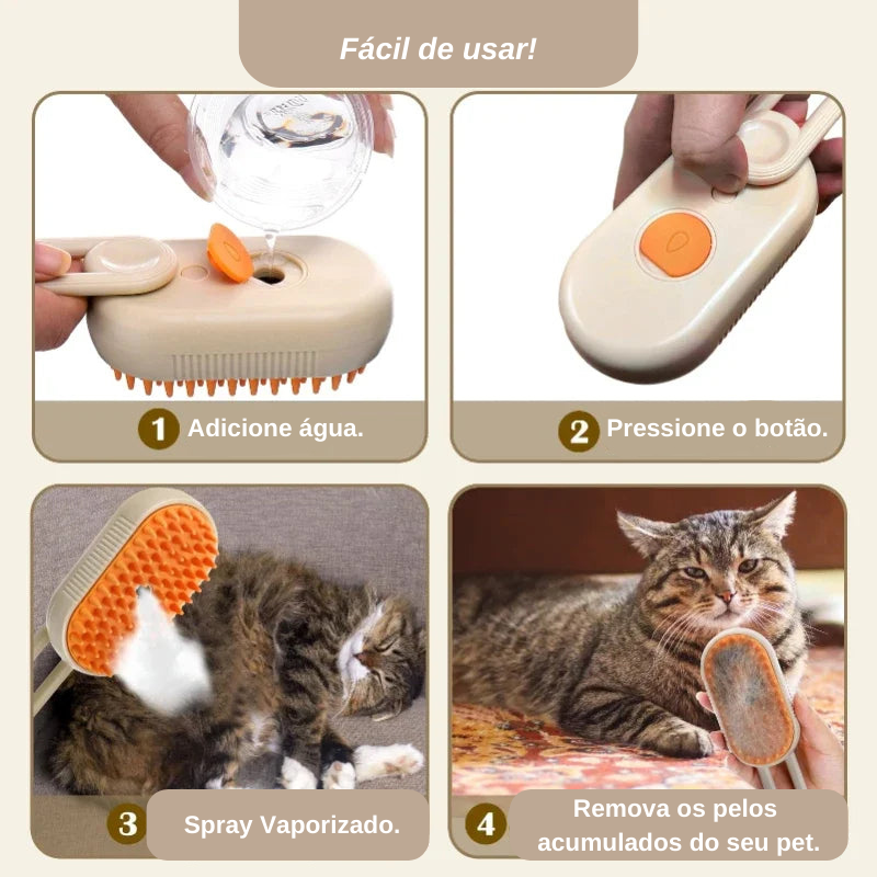 Escova Vaporizadora Pet Steam