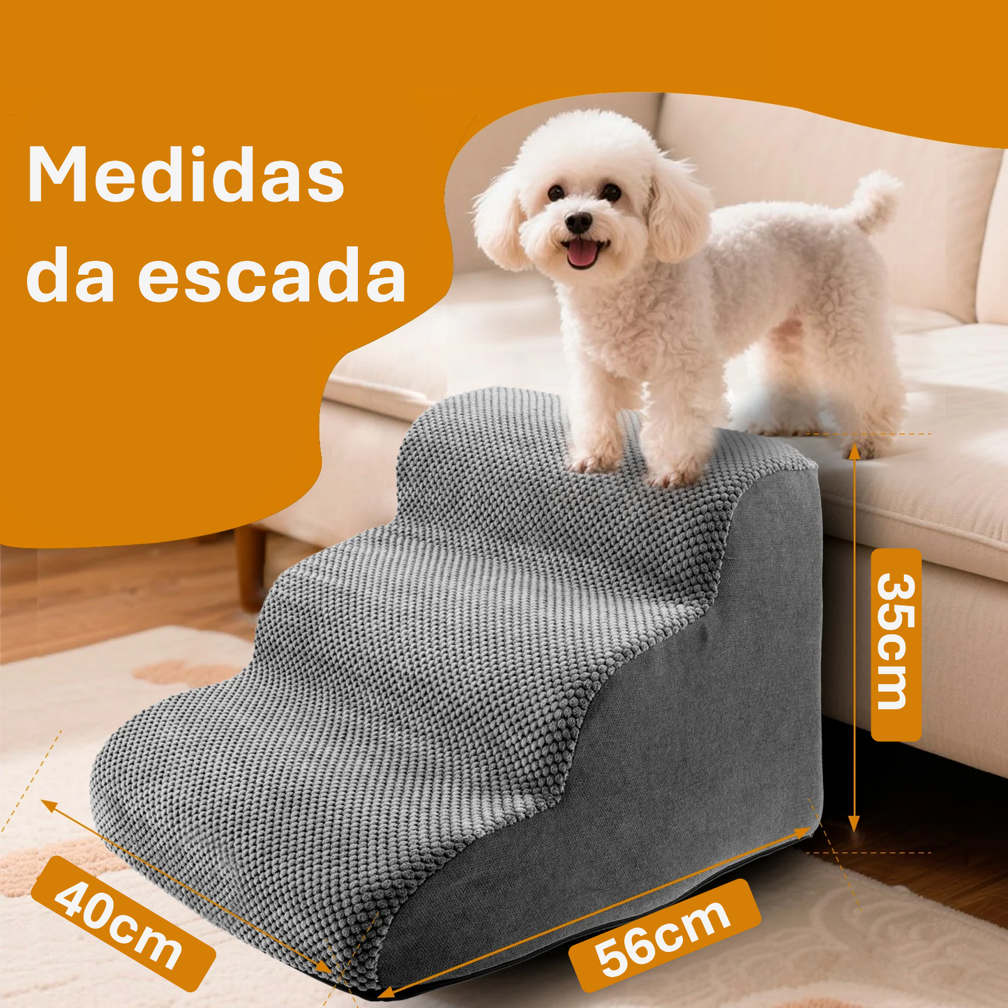 Escada Pet Confort - Opções de 2, 3 ou 4 Degraus