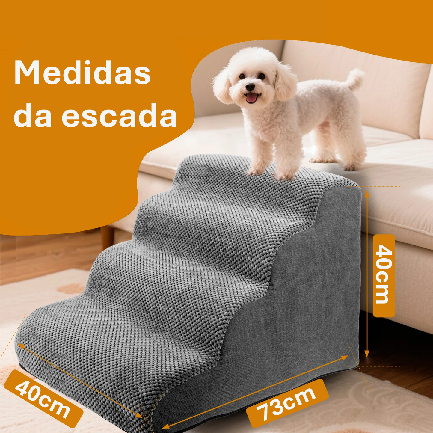 Escada Pet Confort - Opções de 2, 3 ou 4 Degraus