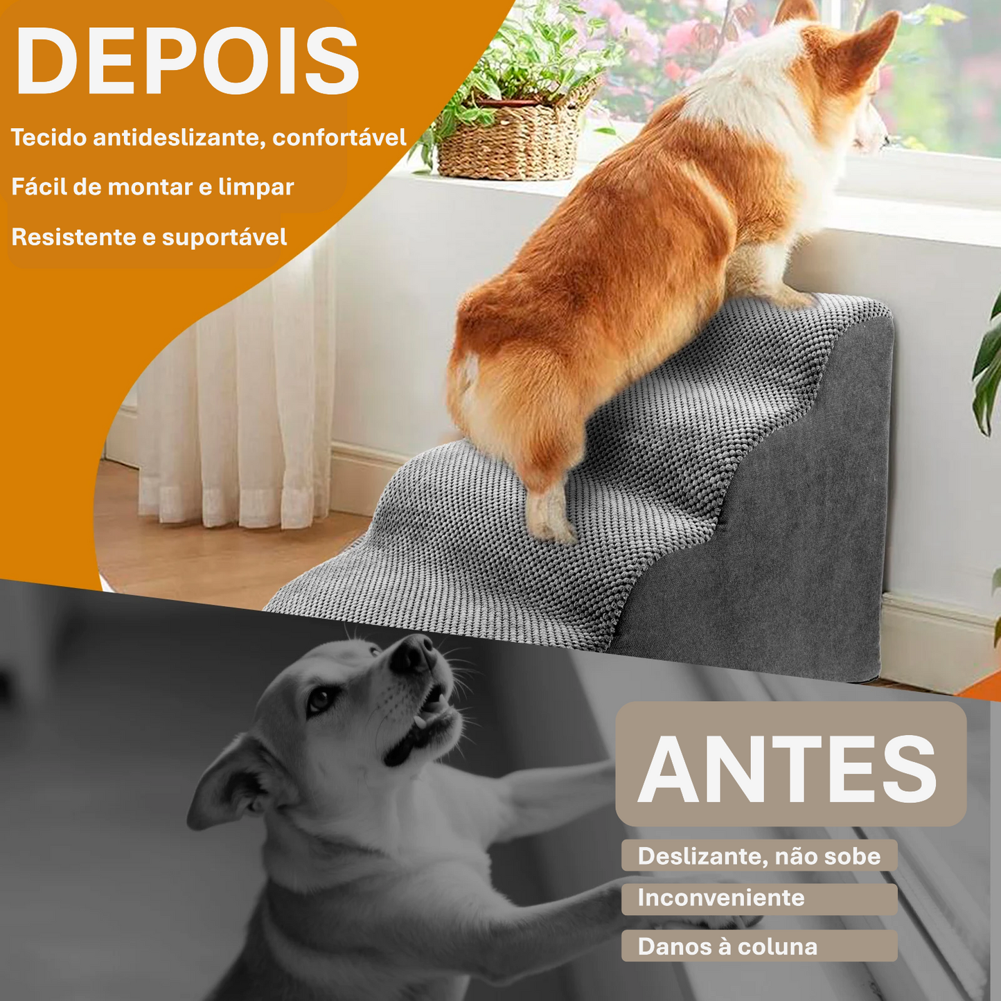 Escada Pet Confort - Opções de 2, 3 ou 4 Degraus